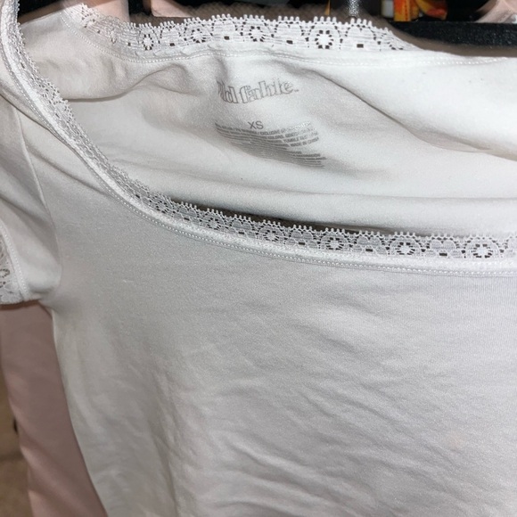 wild fable Tops - Wild Fable White Lace Trim Blouse